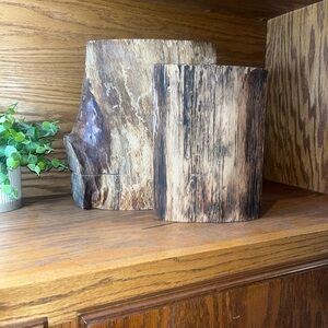 Reclaimed Raw Wood Decor Pieces Set of 2 Handmade